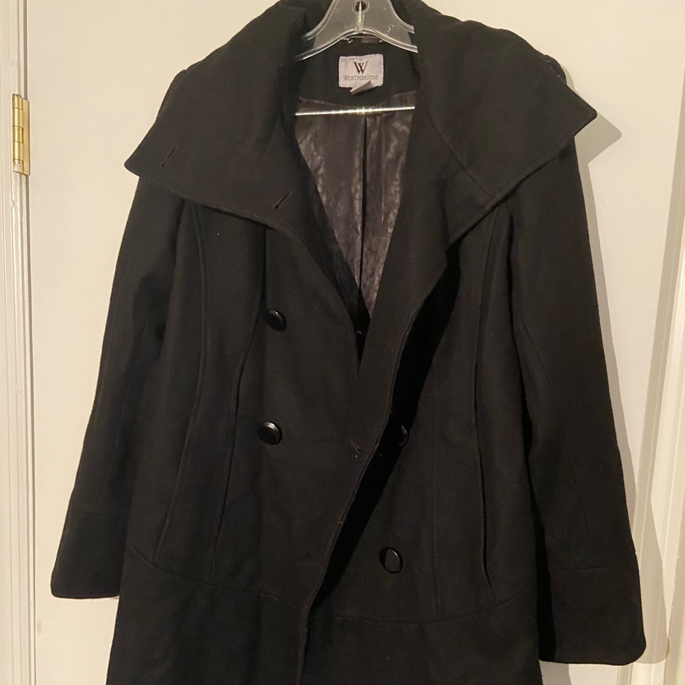 Worthington Womens Long Wool Pea Coat Size Small
